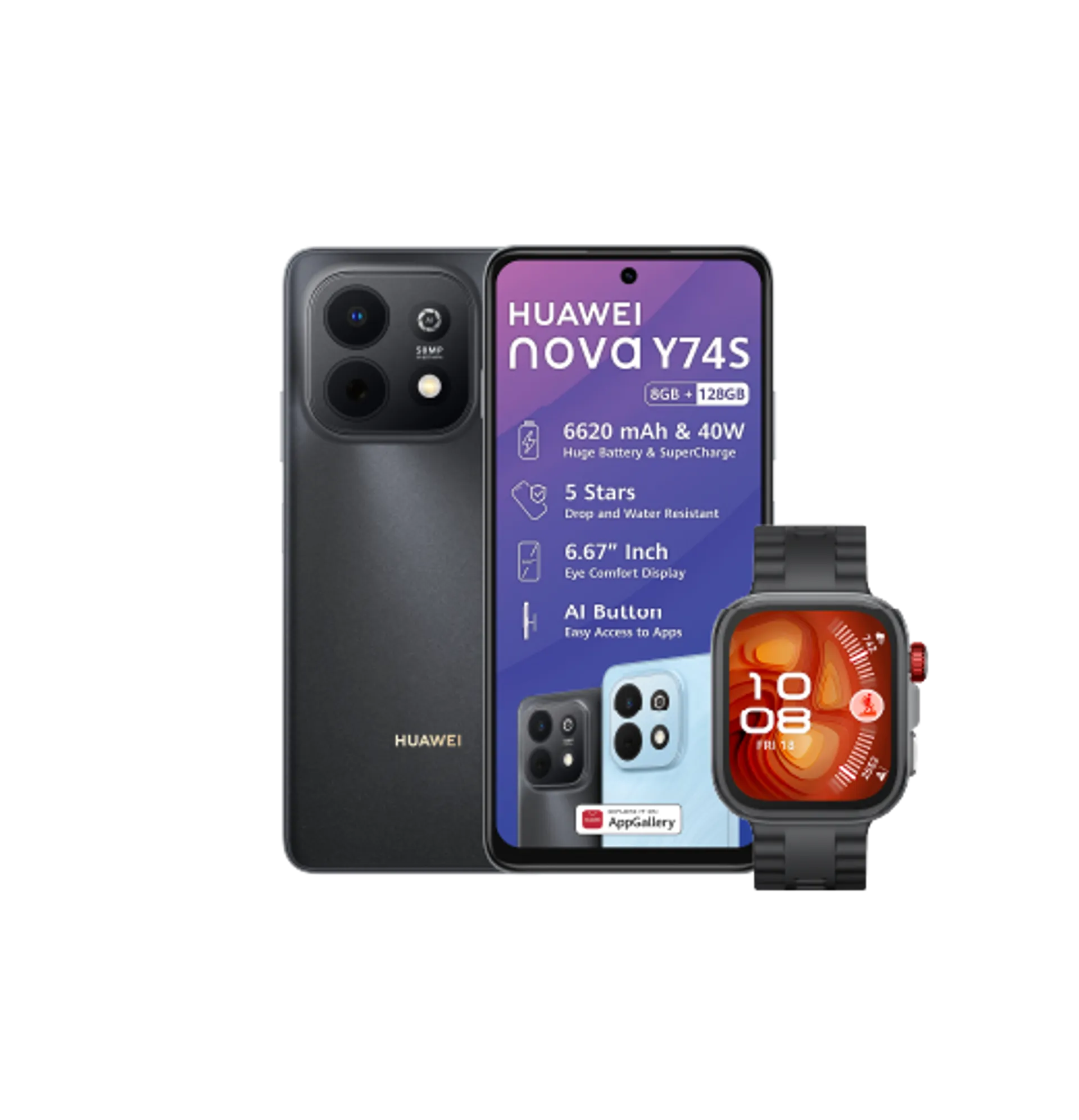 Huawei Nova Y74S Black Huawei Watch Fit4 Pro Black slide