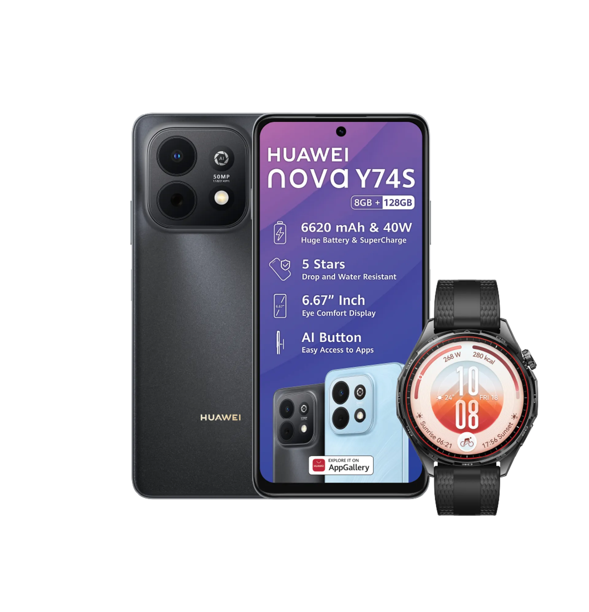 Huawei Nova Y74S Black Huawei Watch GT7 Black slide