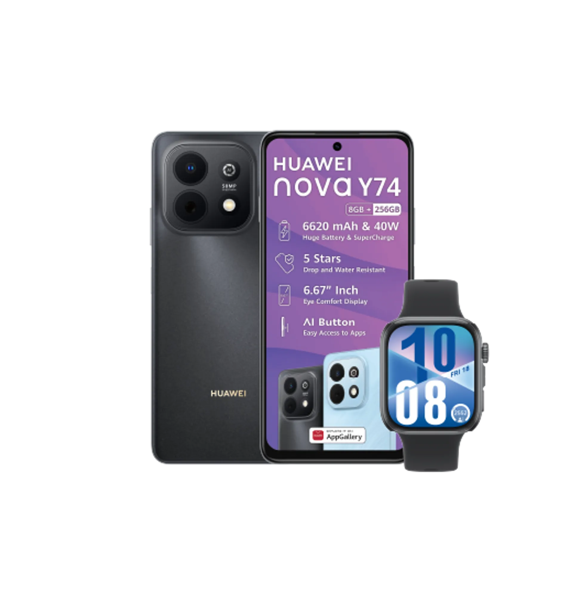 Huawei Nova Y74 Black Huawei Watch Fit4 Black slide
