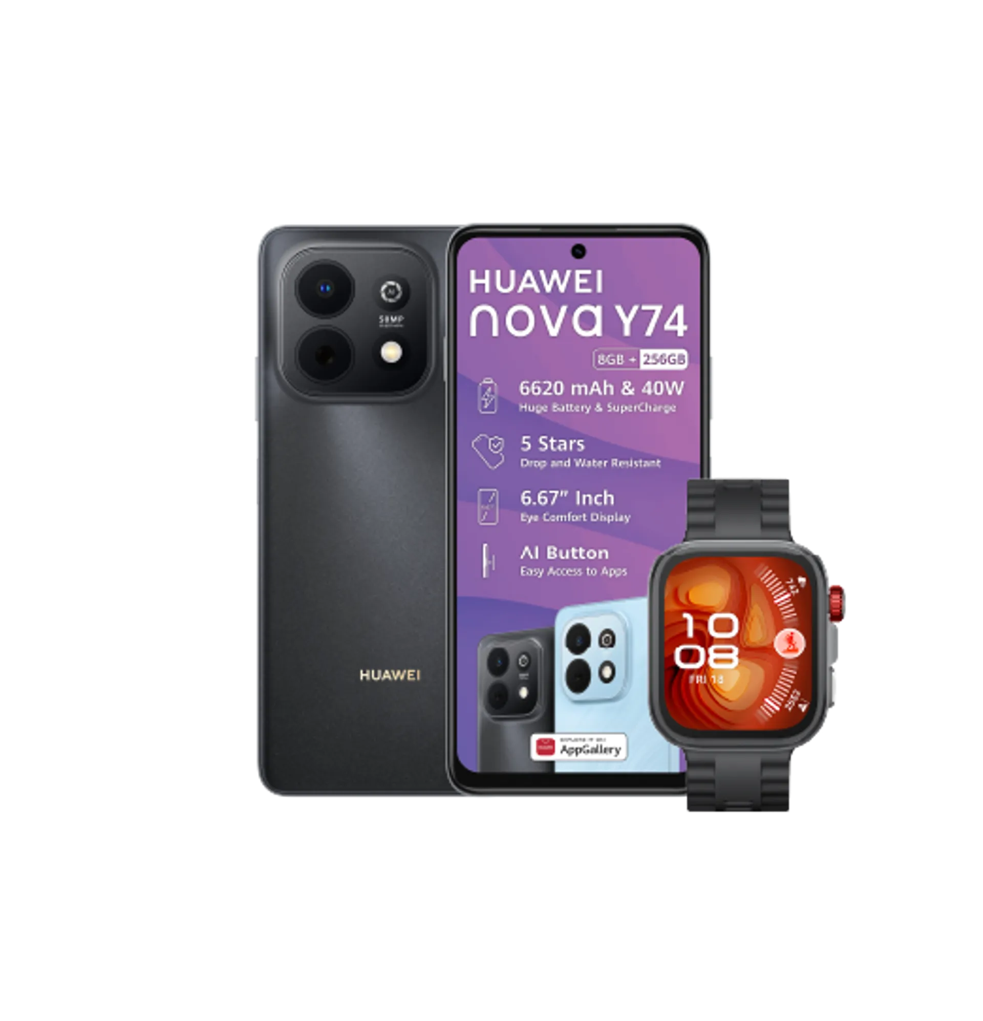 Huawei Nova Y74 Black Huawei Watch Fit4 Pro Black slide