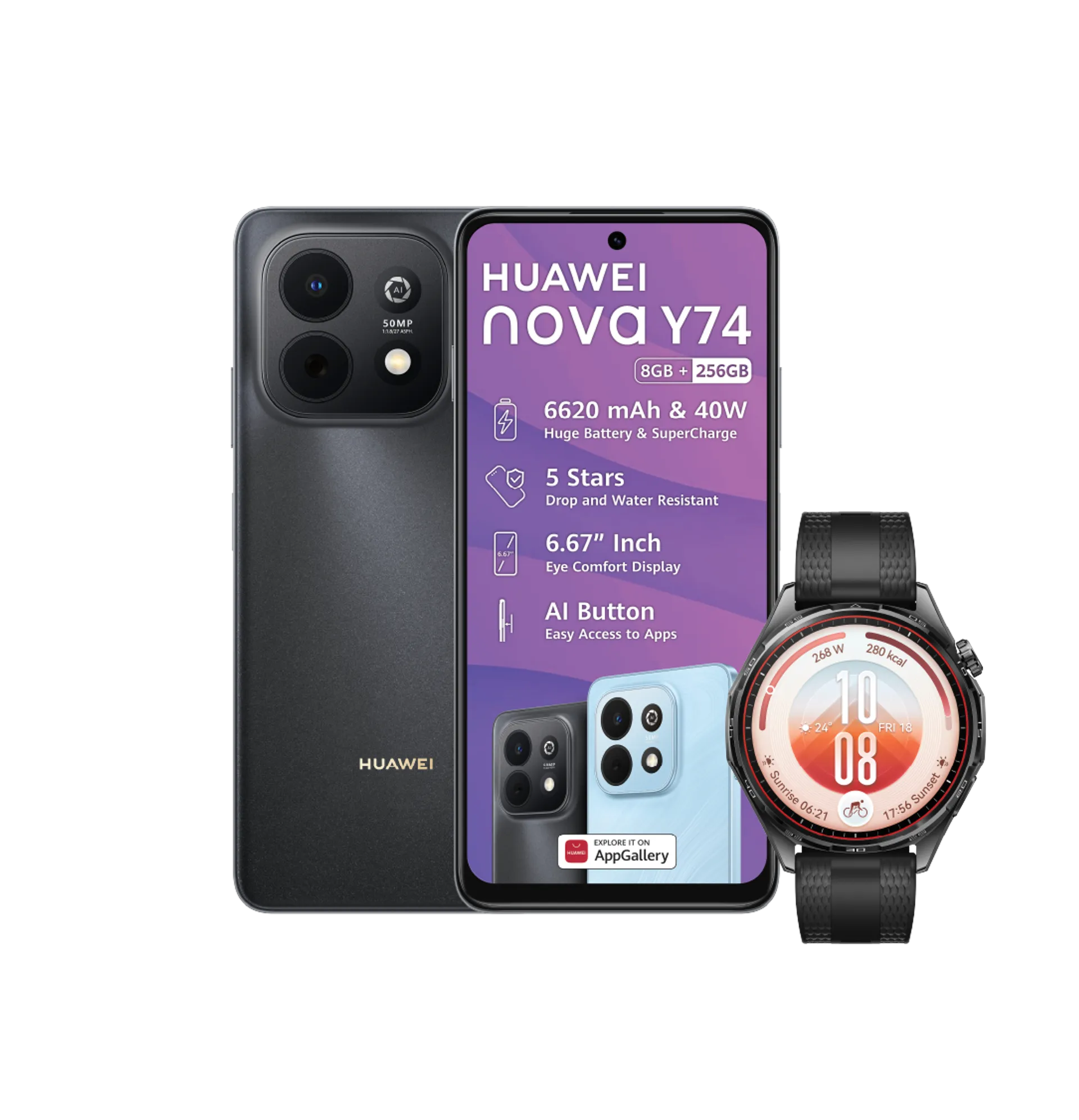 Huawei Nova Y74 Black Huawei Watch GT7 Black slide
