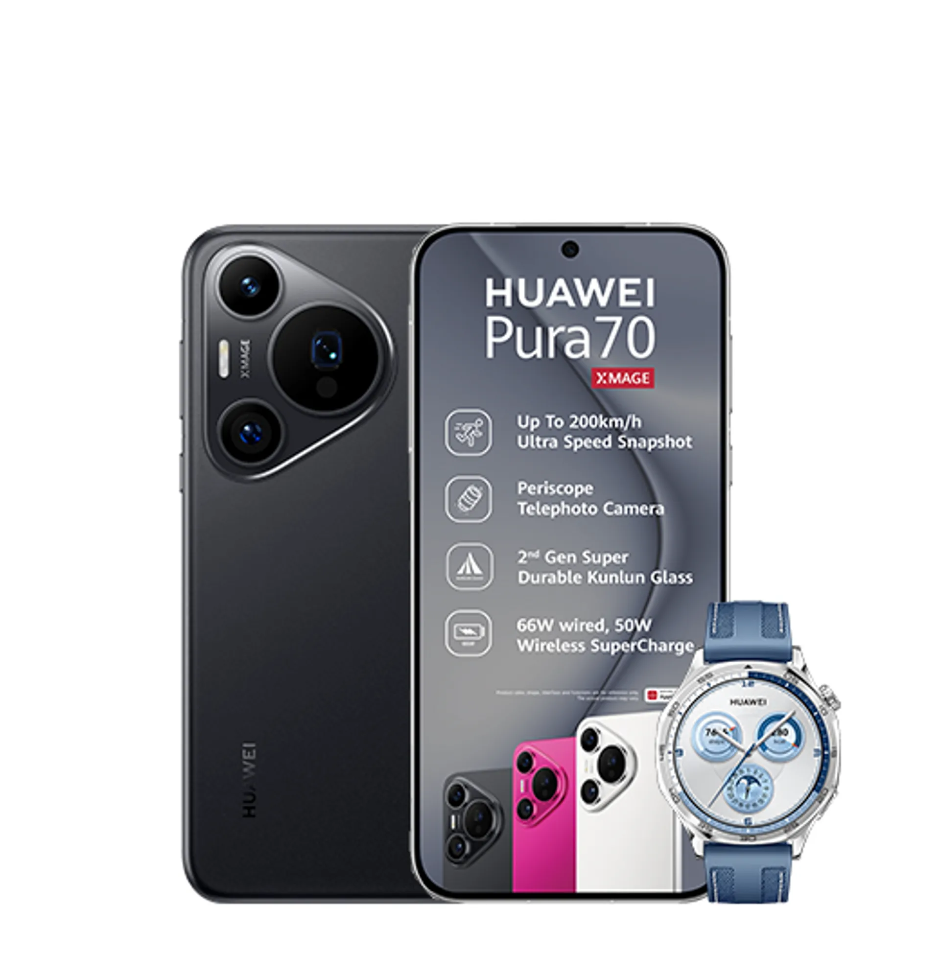 Huawei Pura 70 Black Huawei Watch GT5 Blue slide