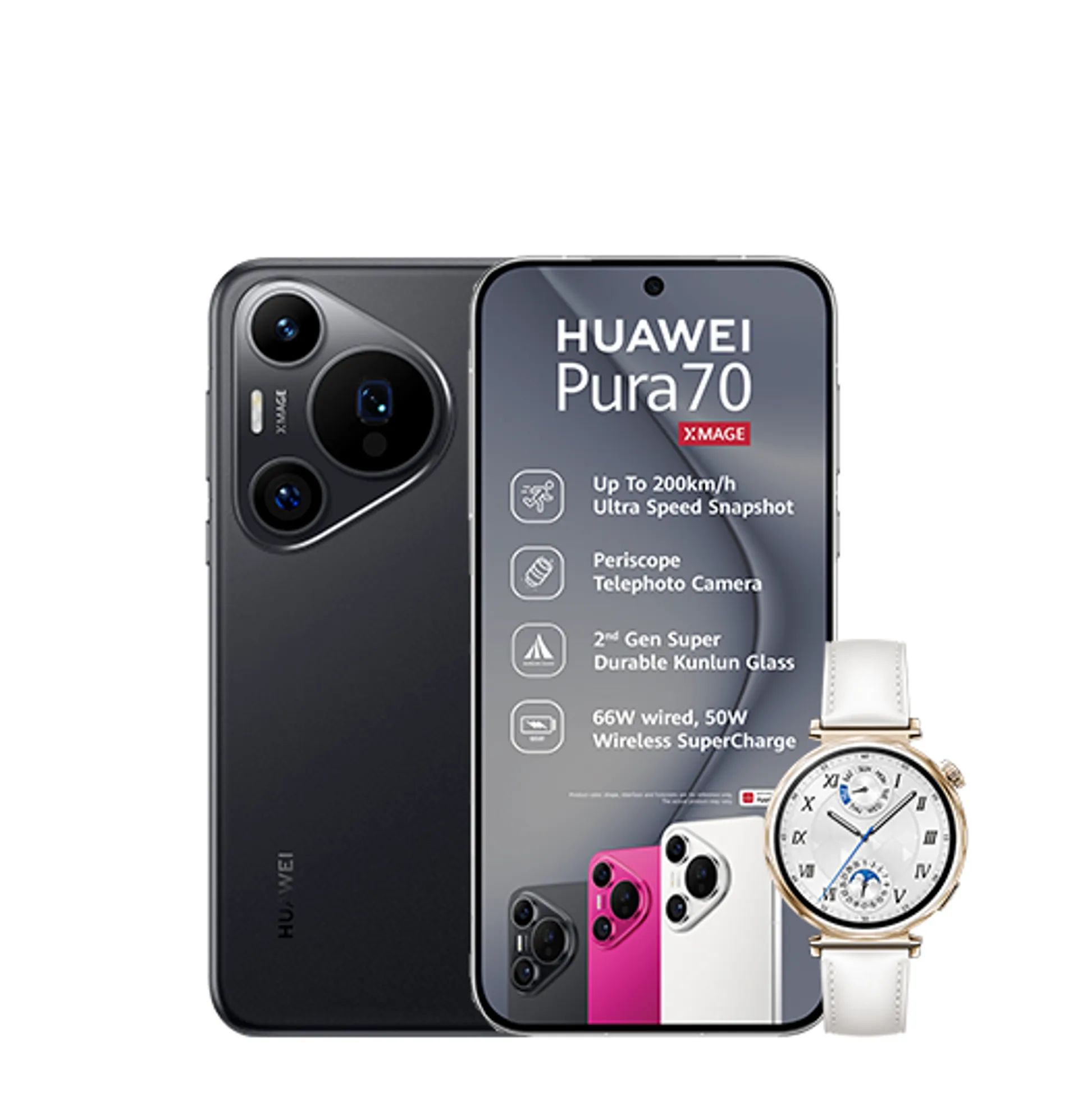 Huawei Pura 70 Black Huawei Watch GT5 White slide