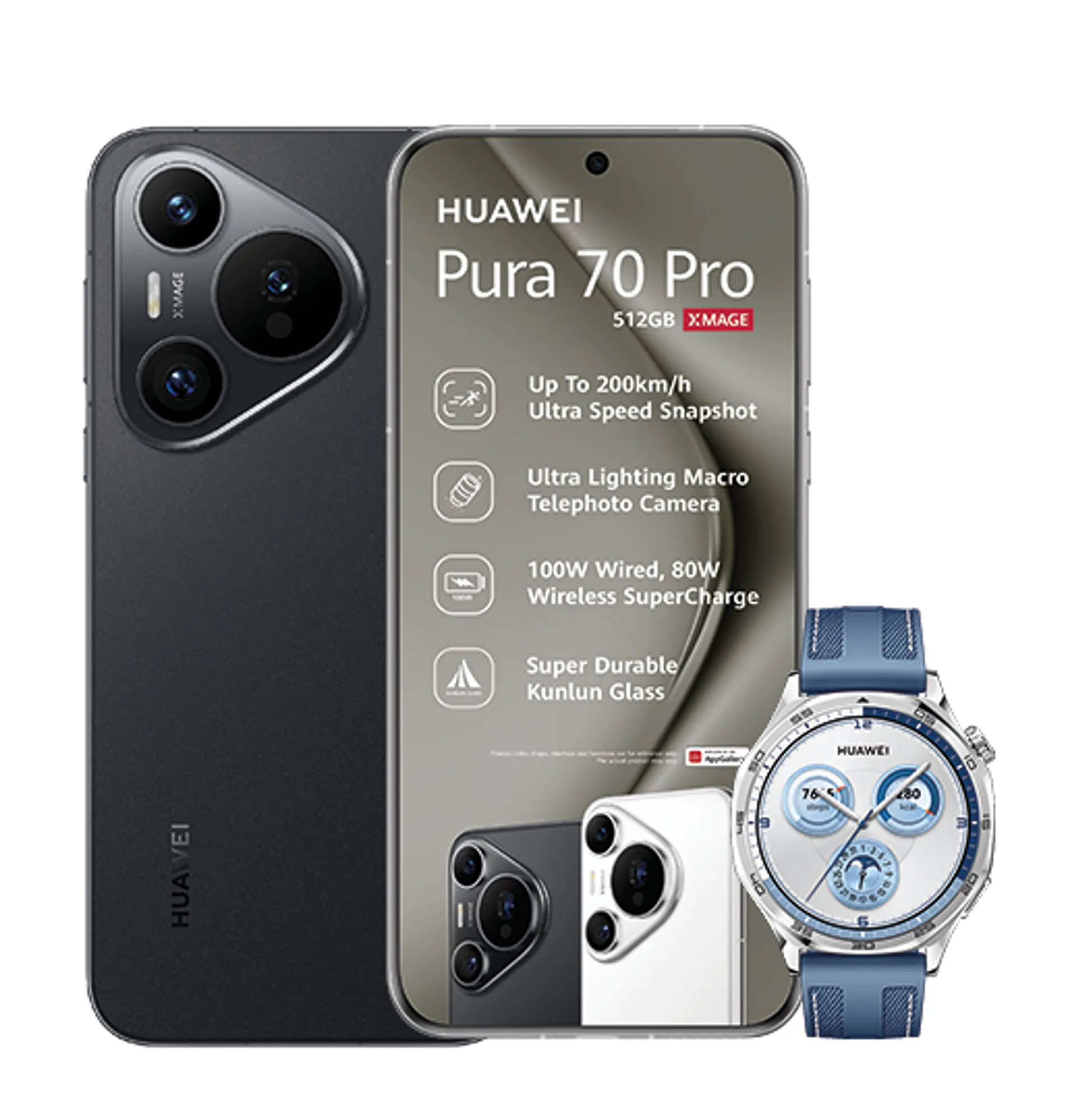 Huawei Pura 70 Pro Black Huawei Watch GT5 Blue slide