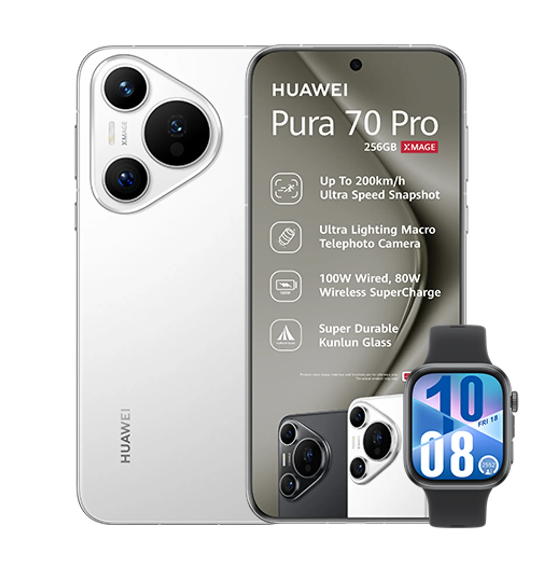Huawei Pura 70 Pro White Huawei Watch Fit4 Black slide