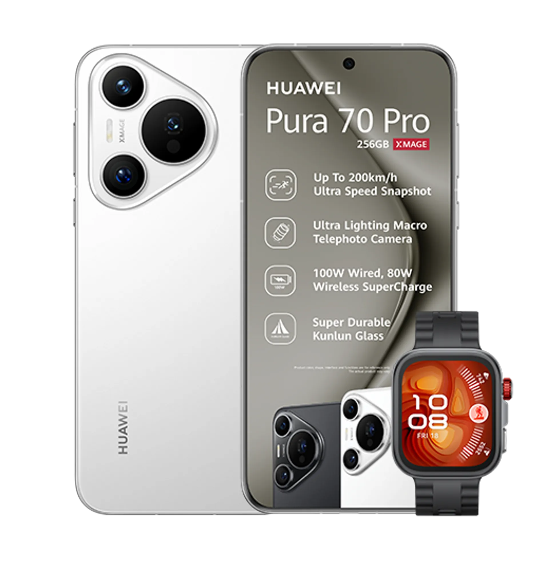 Huawei Pura 70 Pro White Huawei Watch Fit4 Pro Black slide