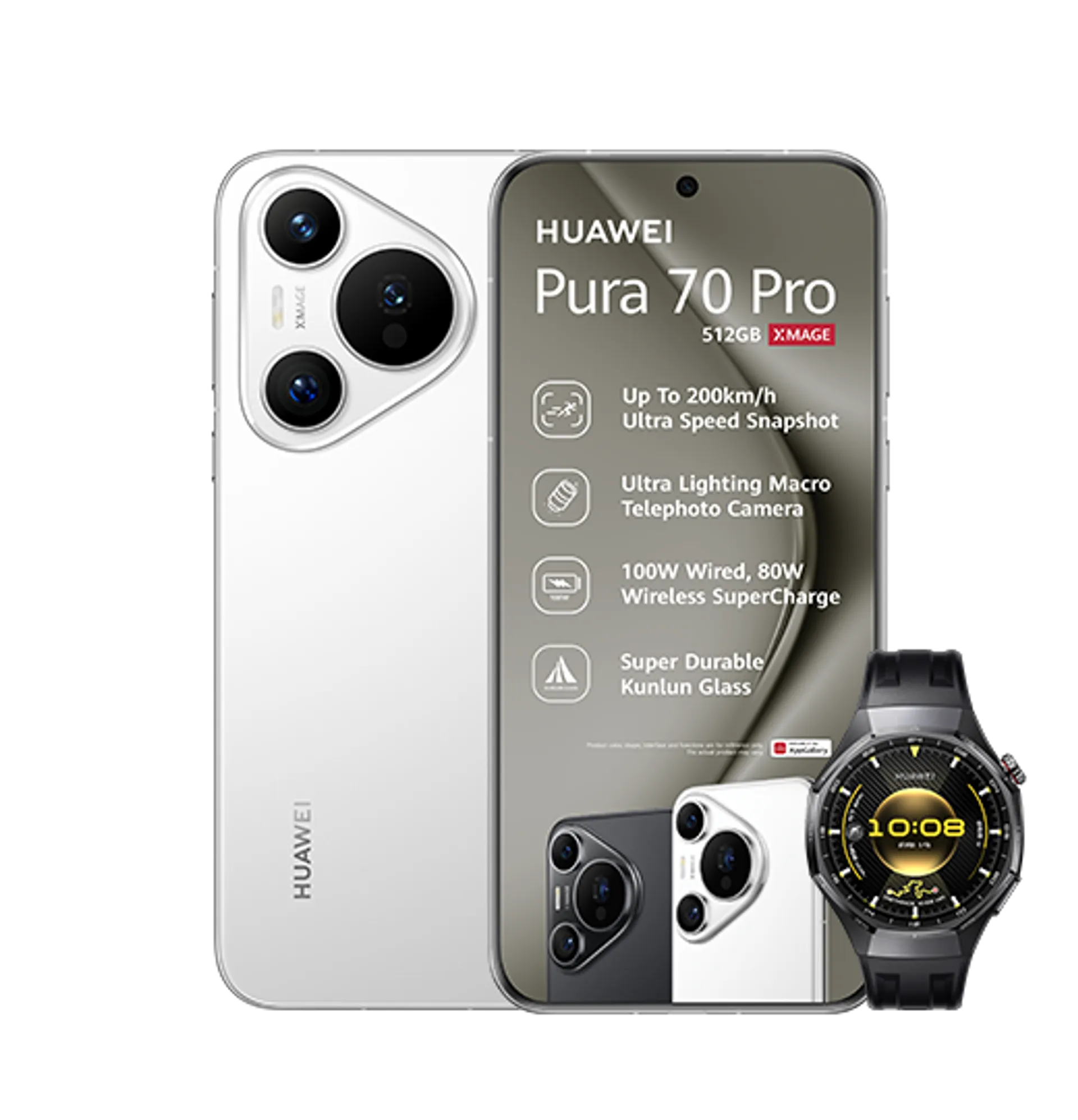 Huawei Pura 70 Pro White Huawei Watch GT6 Pro Black slide