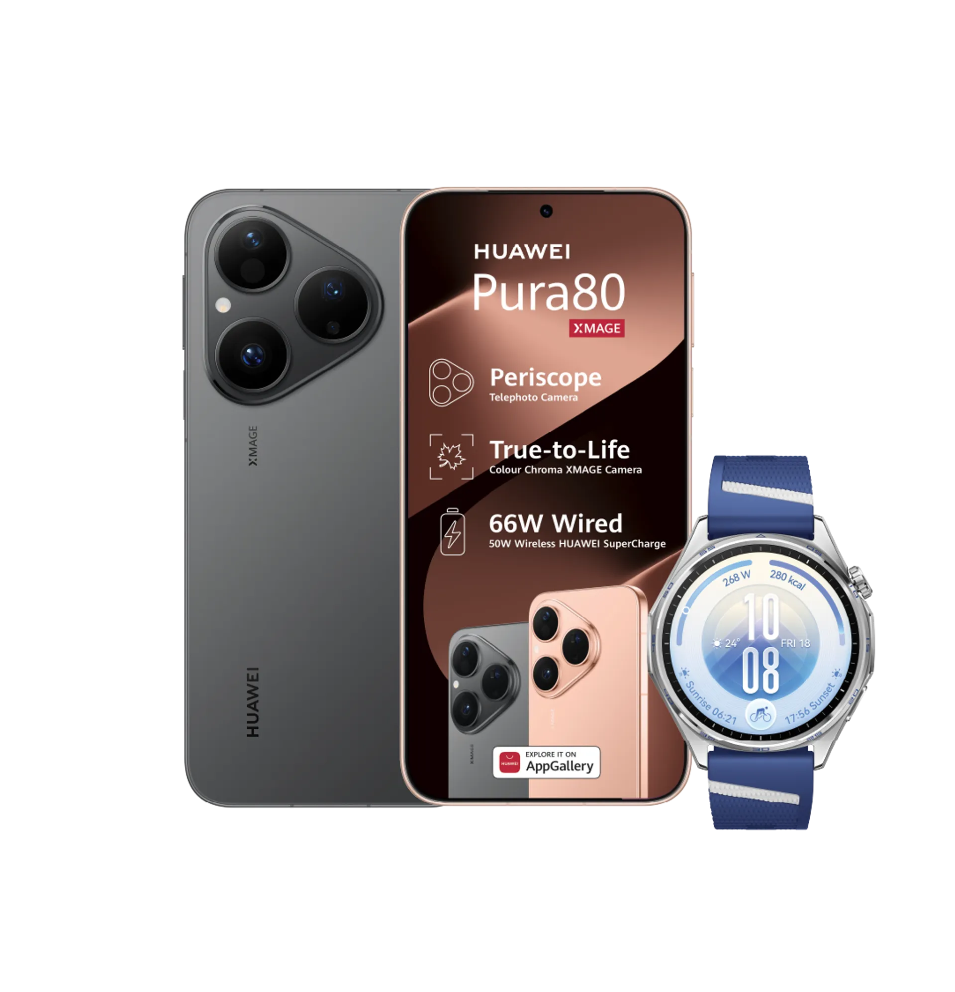 Huawei Pura 80 Black Huawei Watch GT7 Blue slide