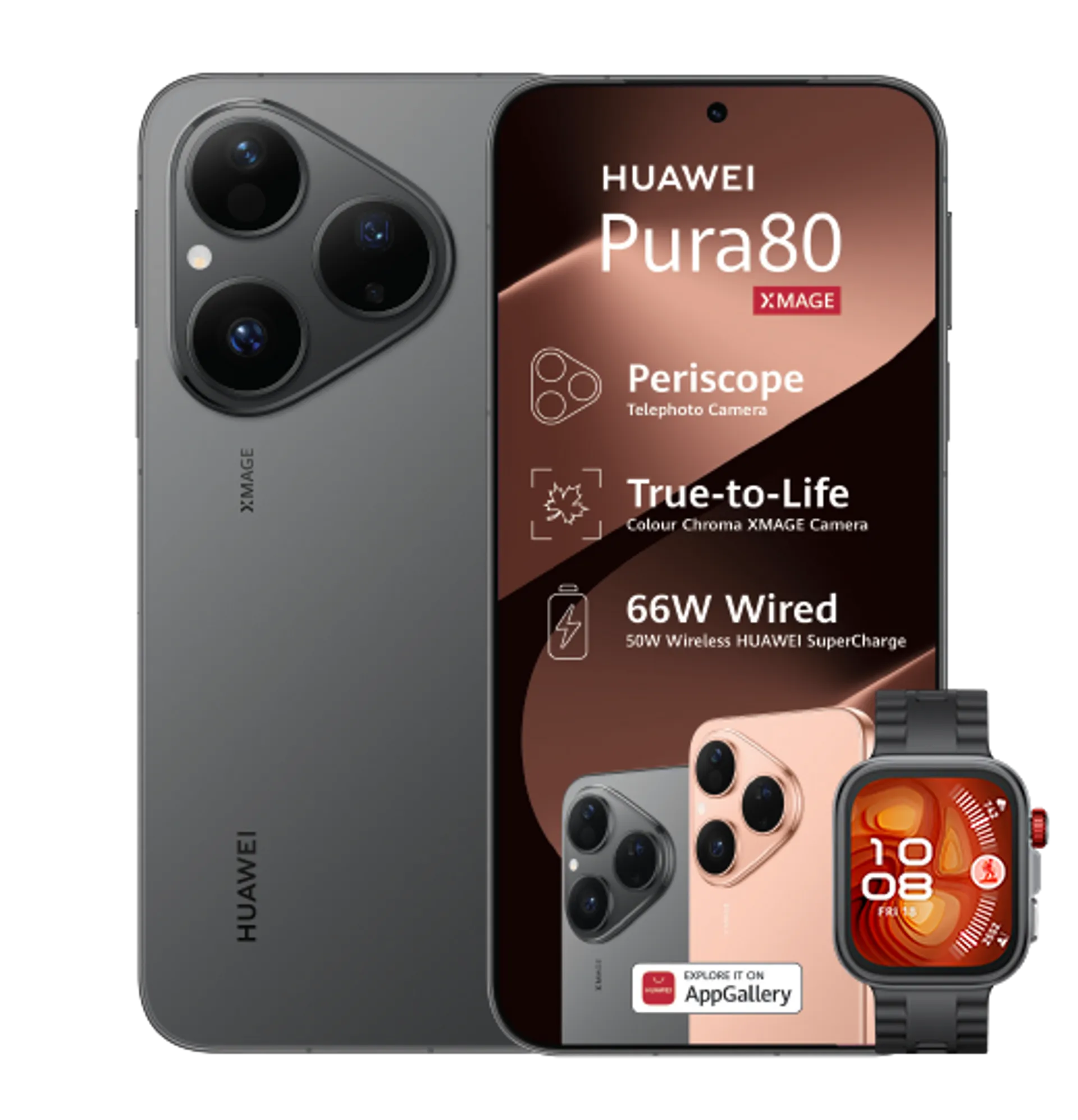 Huawei Pura 80 Frosted Black with 15GB LTE Huawei Watch Fit4 Pro Black slide