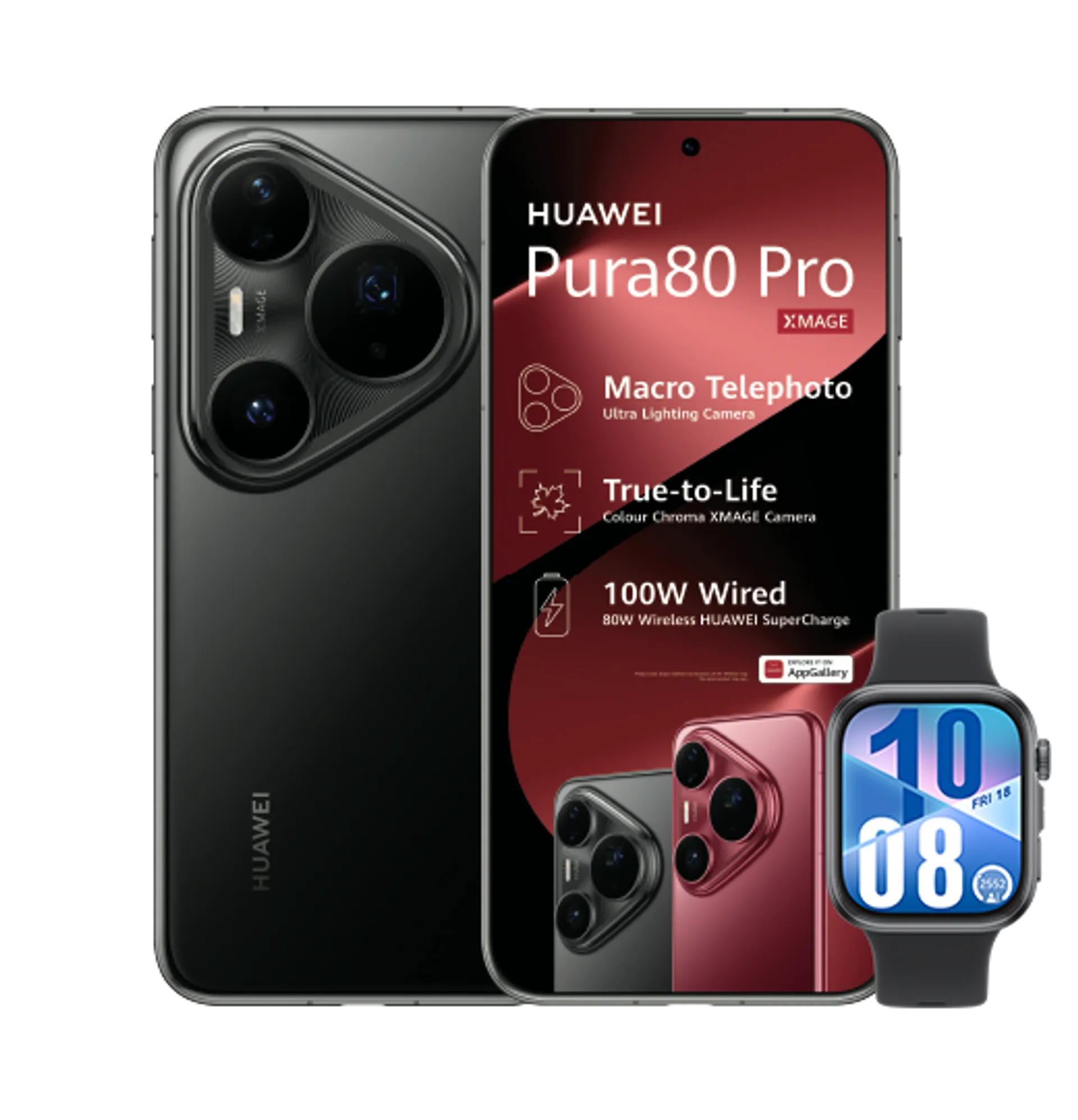 Huawei Pura 80 Pro Black with 15GB LTE Huawei Watch Fit4 Black slide