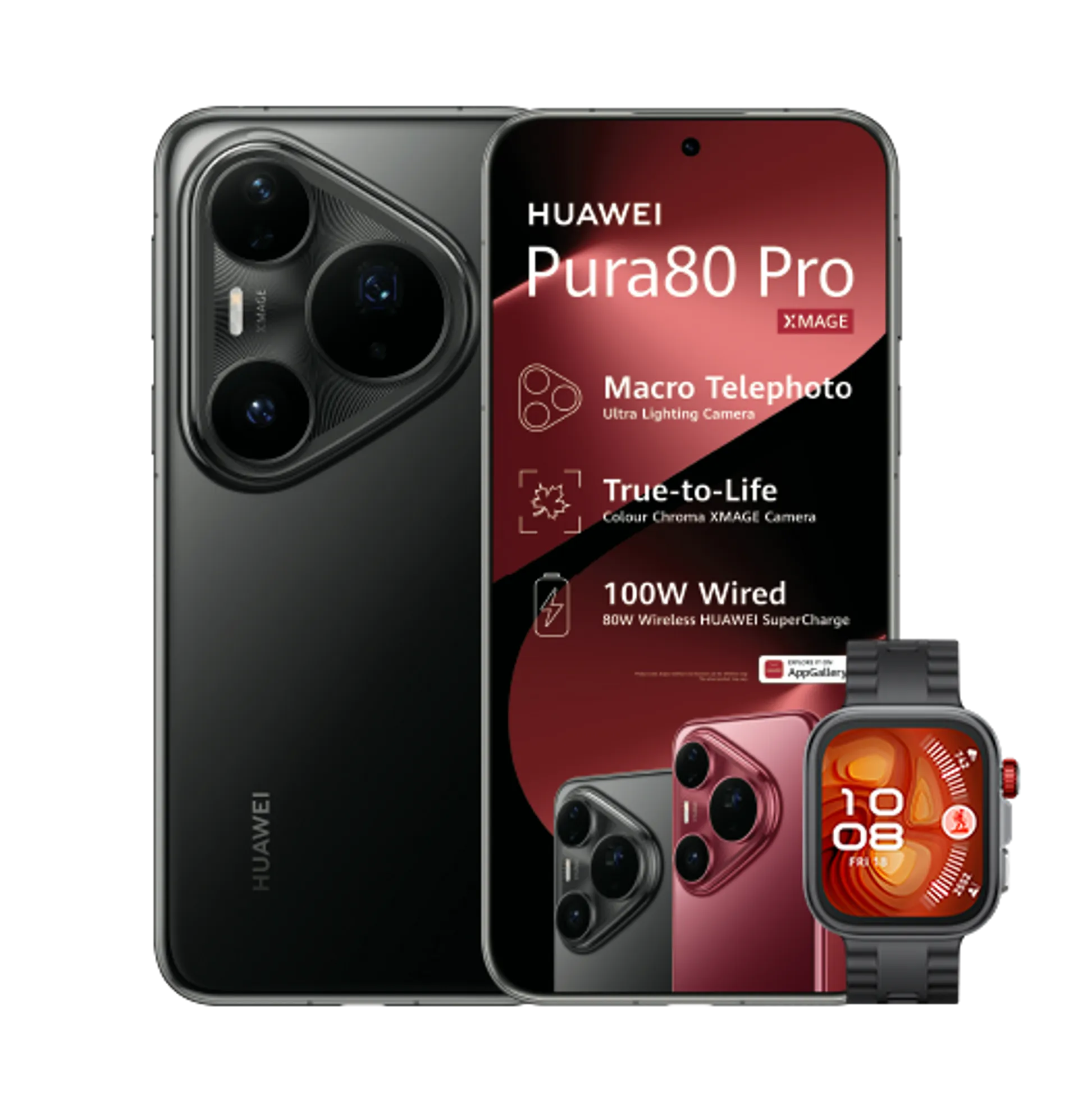 Huawei Pura 80 Pro Black with 15GB LTE Huawei Watch Fit4 Pro Black slide