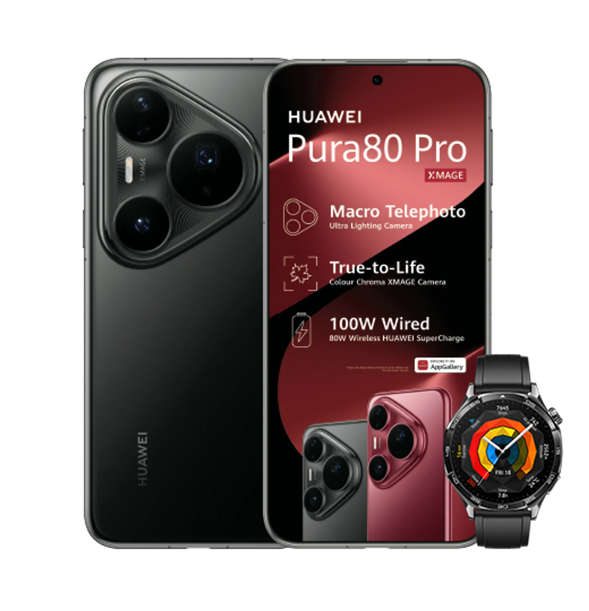 Huawei Pura 80 Pro Black with 15GB LTE Huawei Watch GT5 Black slide