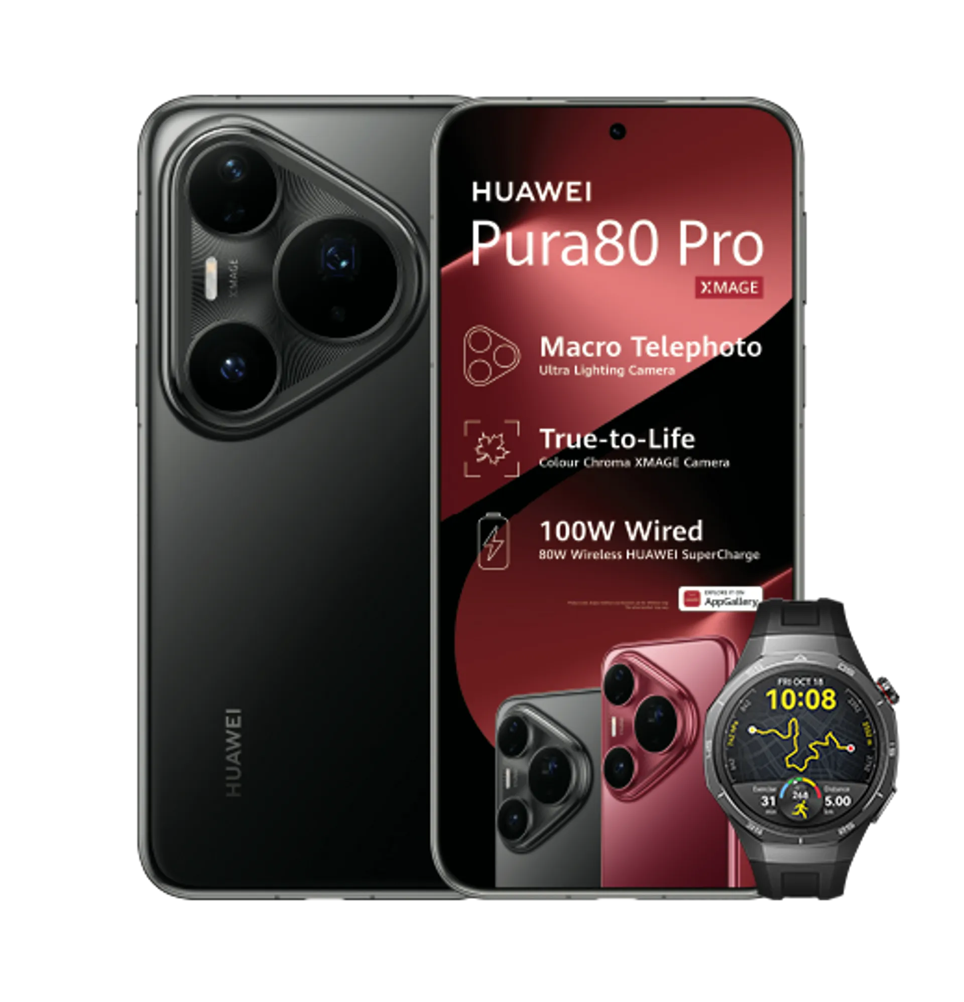 Huawei Pura 80 Pro Black with 15GB LTE Huawei Watch GT5 Pro Black slide