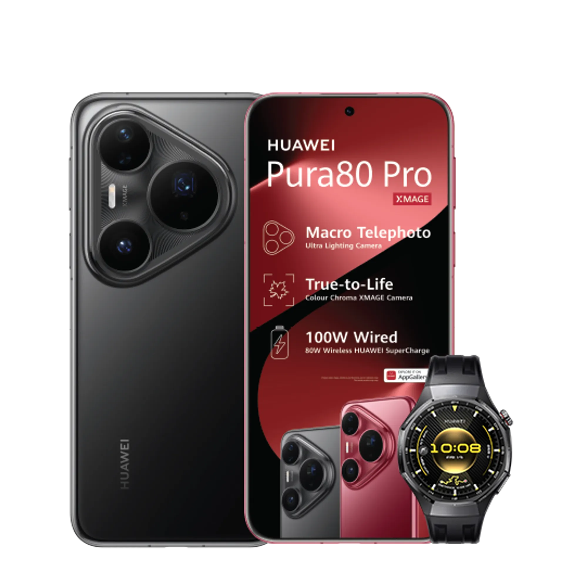 Huawei Pura 80 Pro Black with 15GB LTE Huawei Watch GT6 Pro Black slide