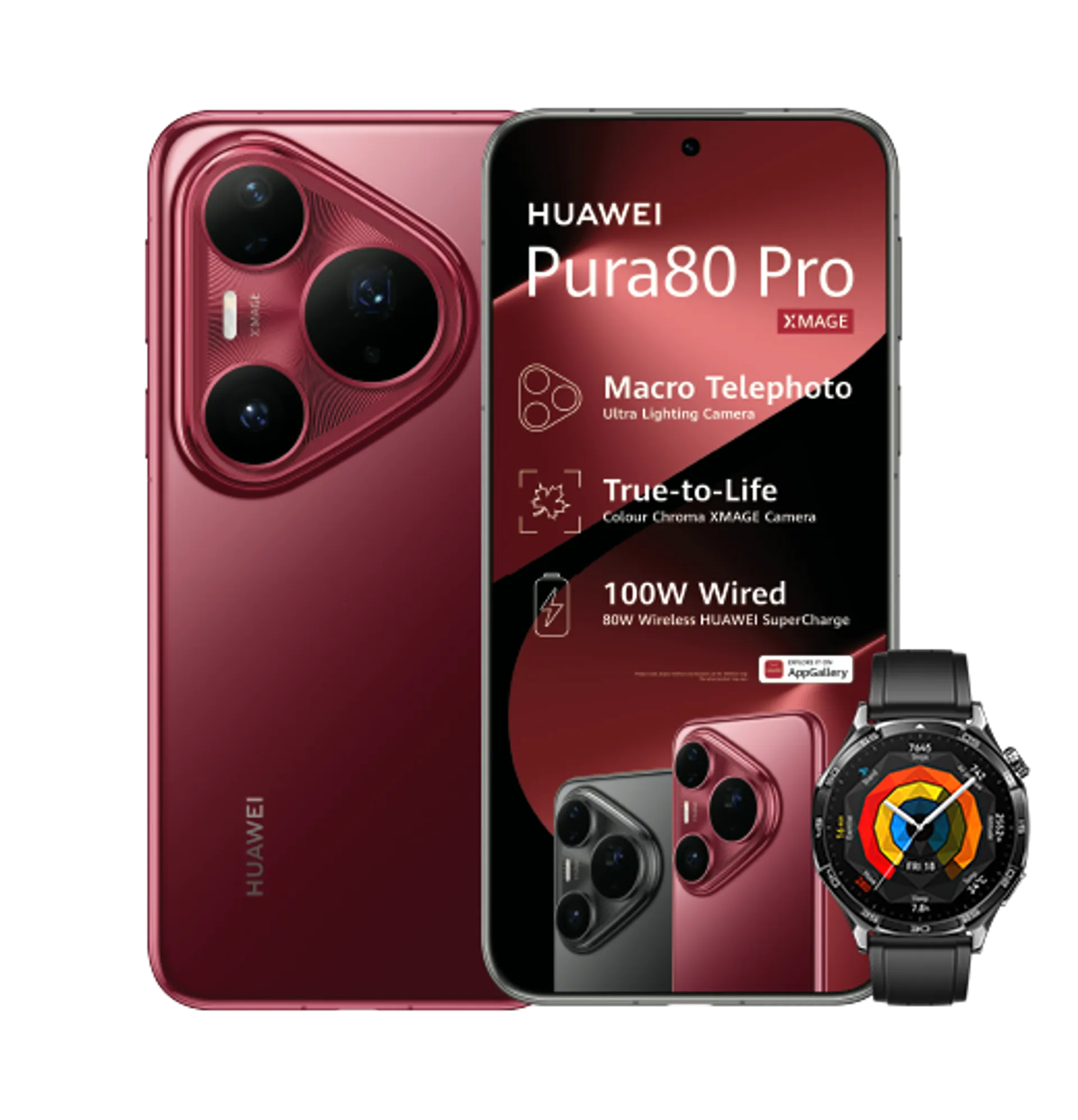 Huawei Pura 80 Pro Red Huawei Watch GT5 Black slide