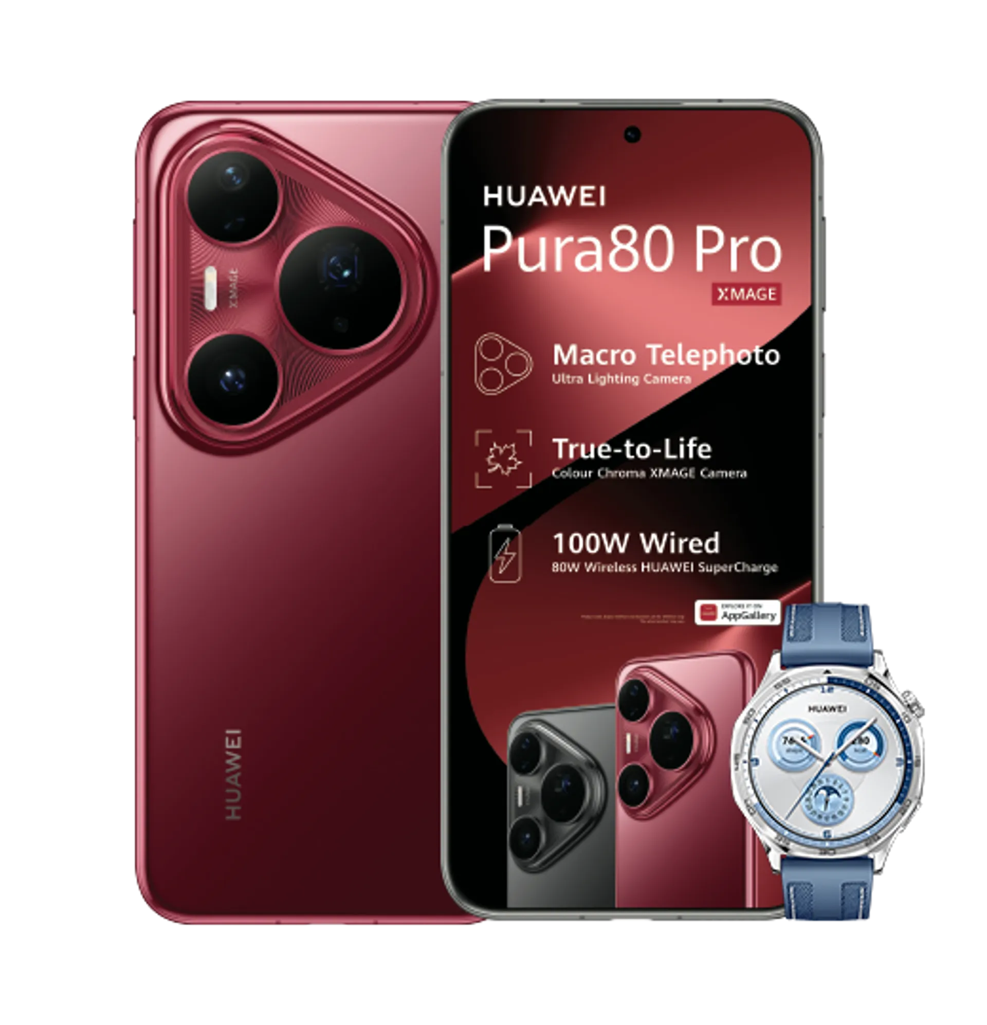 Huawei Pura 80 Pro Red Huawei Watch GT5 Blue slide