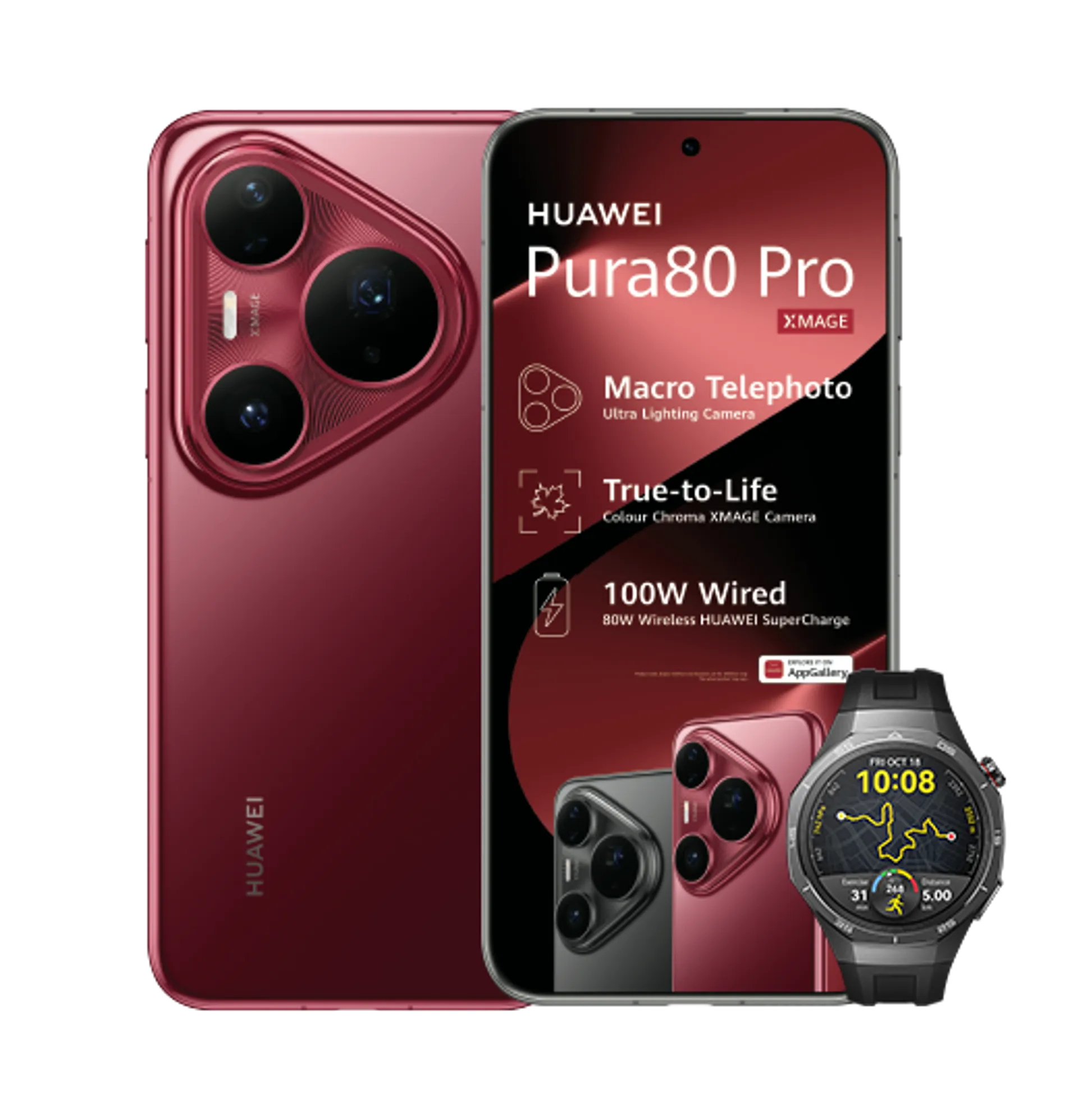 Huawei Pura 80 Pro Red Huawei Watch GT5 Pro Black slide