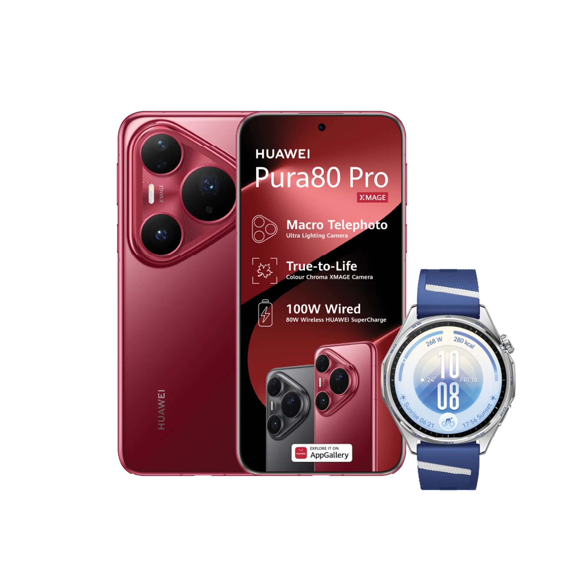 Huawei Pura 80 Pro Red Huawei Watch GT7 Blue slide