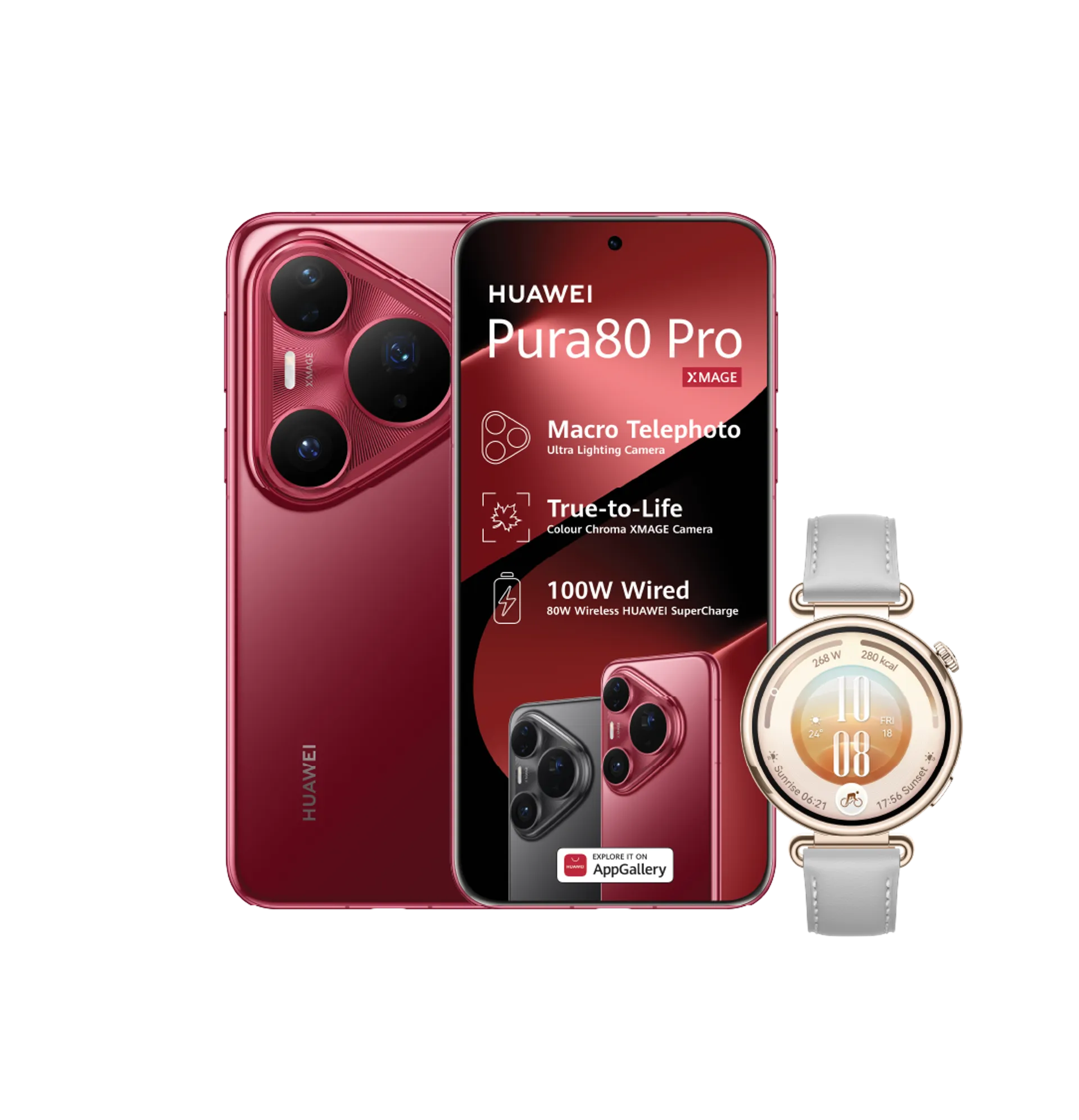 Huawei Pura 80 Pro Red Huawei Watch GT7 Grey slide