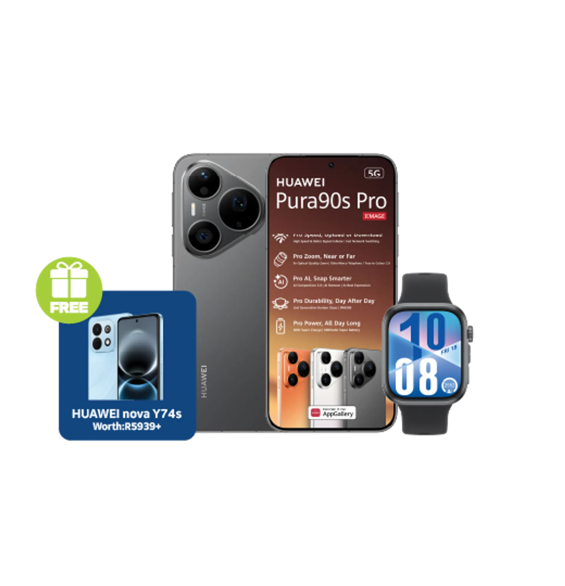 Huawei Pura 90s Pro Black plus Y74S Huawei Watch Fit4 Black slide