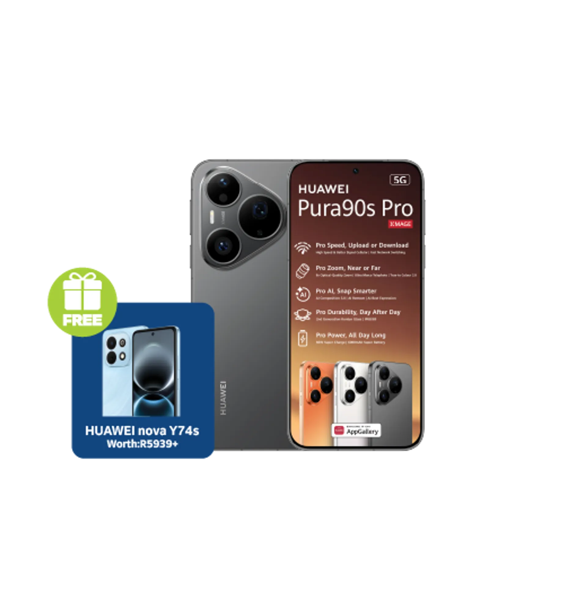 Huawei Pura 90s Pro Black plus Y74S slide
