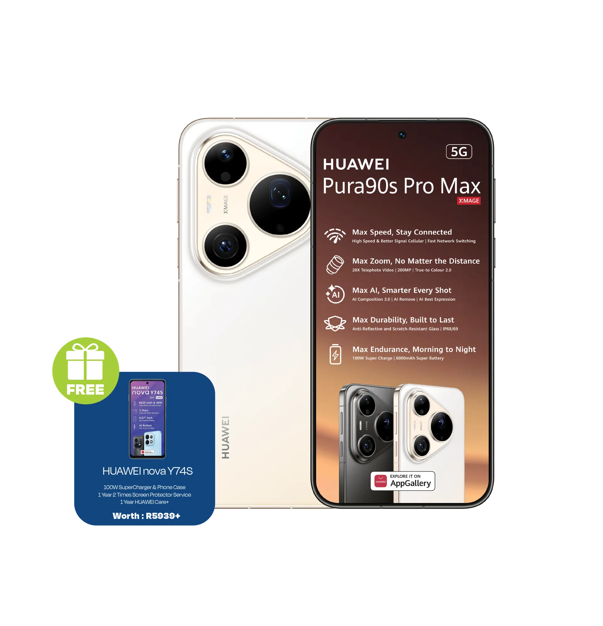 Huawei Pura 90s Pro Max Gold plus Y74S slide