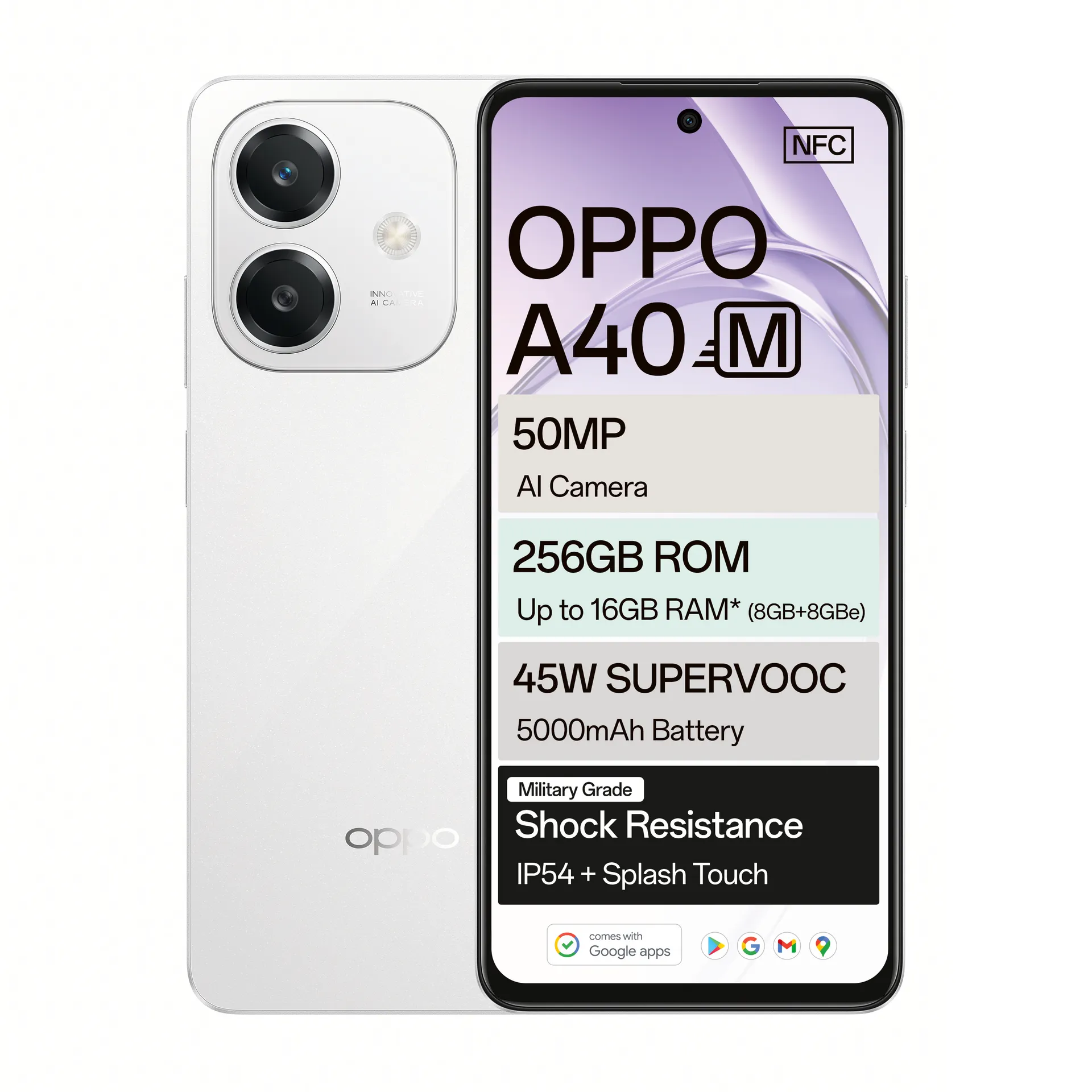Oppo A40M Starlight White slide