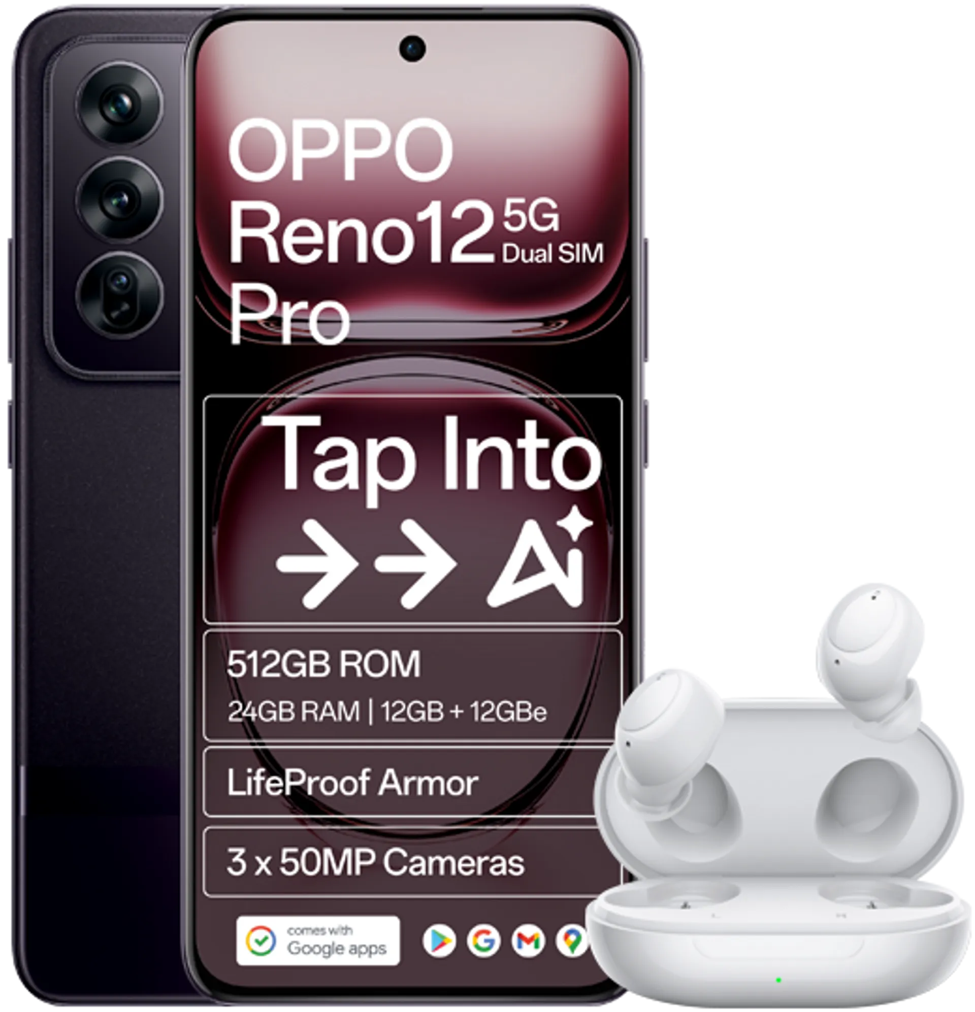Oppo Reno 12 Pro Space Brown plus EncoBuds slide