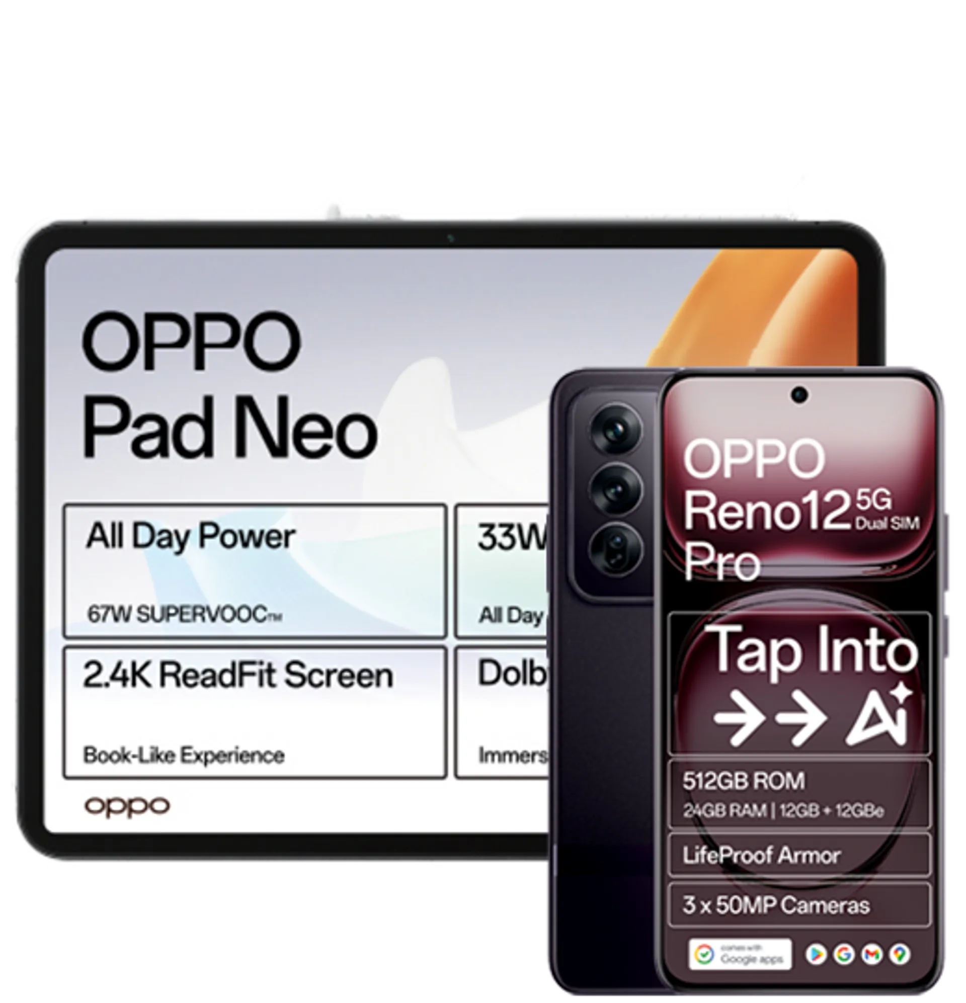 Oppo Reno 12 Pro and OPPO Pad Neo Space Brown slide