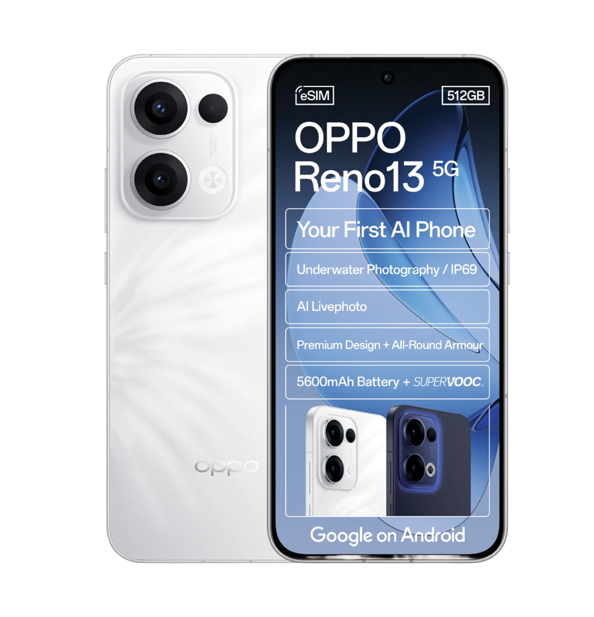 Oppo Reno 13 Plume White 5G Oppo Watch X2 Black slide