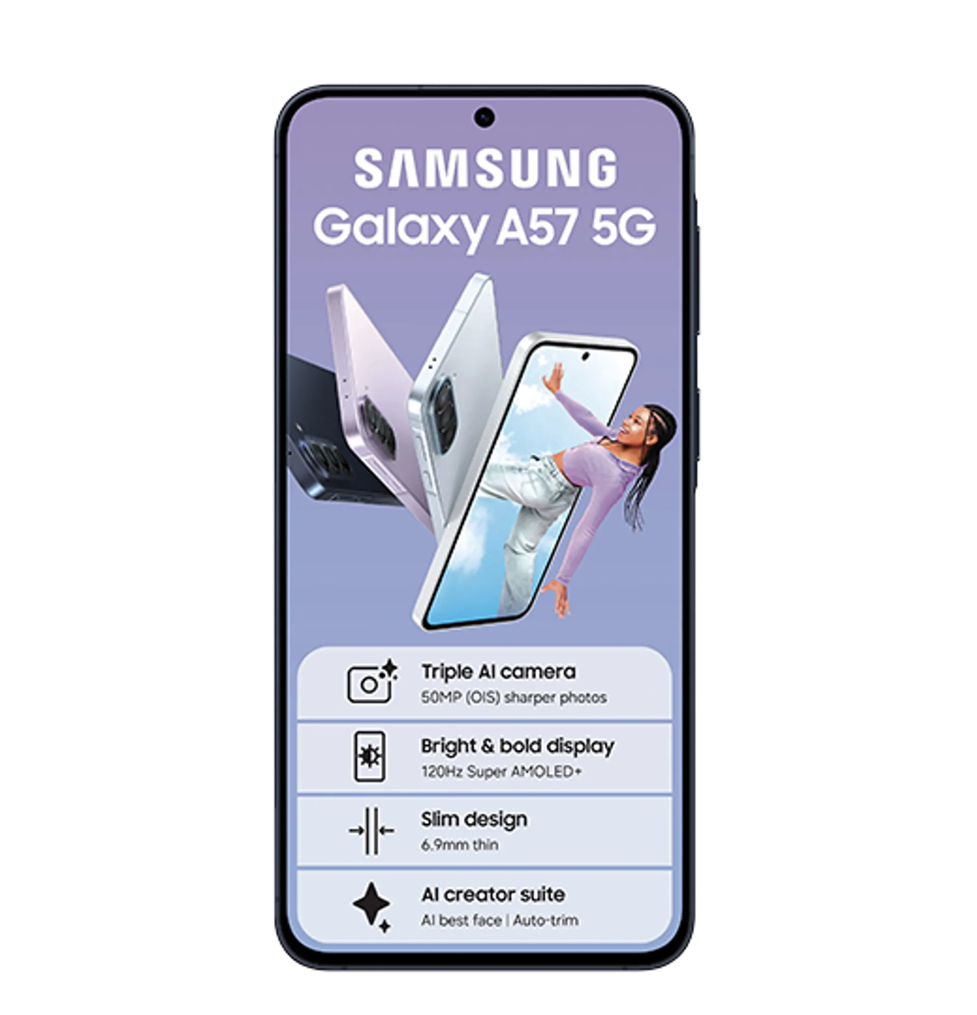 Samsung Galaxy A57 5G Blue slide