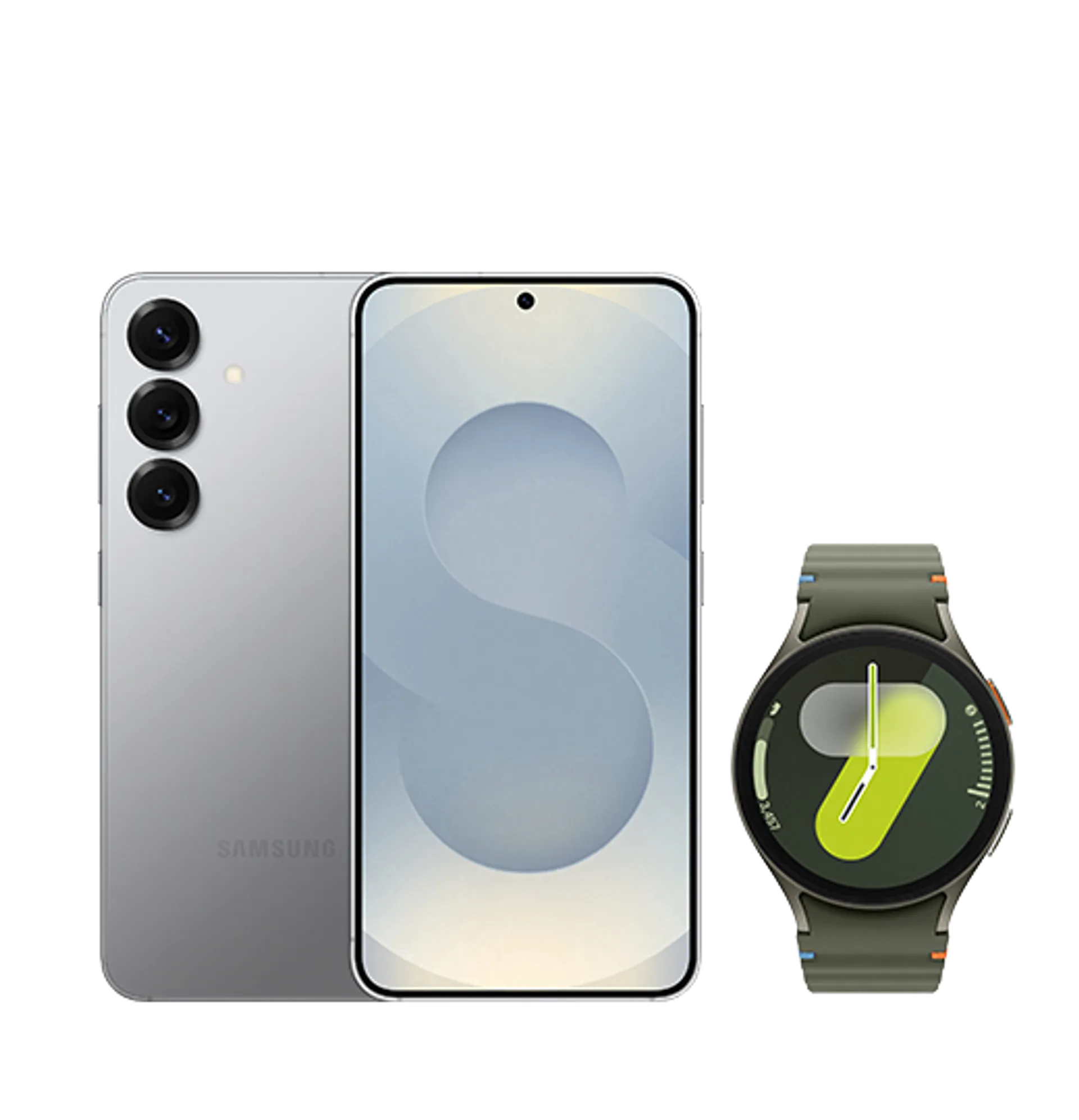 Samsung Galaxy S25 Silver Shadow Samsung Galaxy Watch 7 40MM Green slide