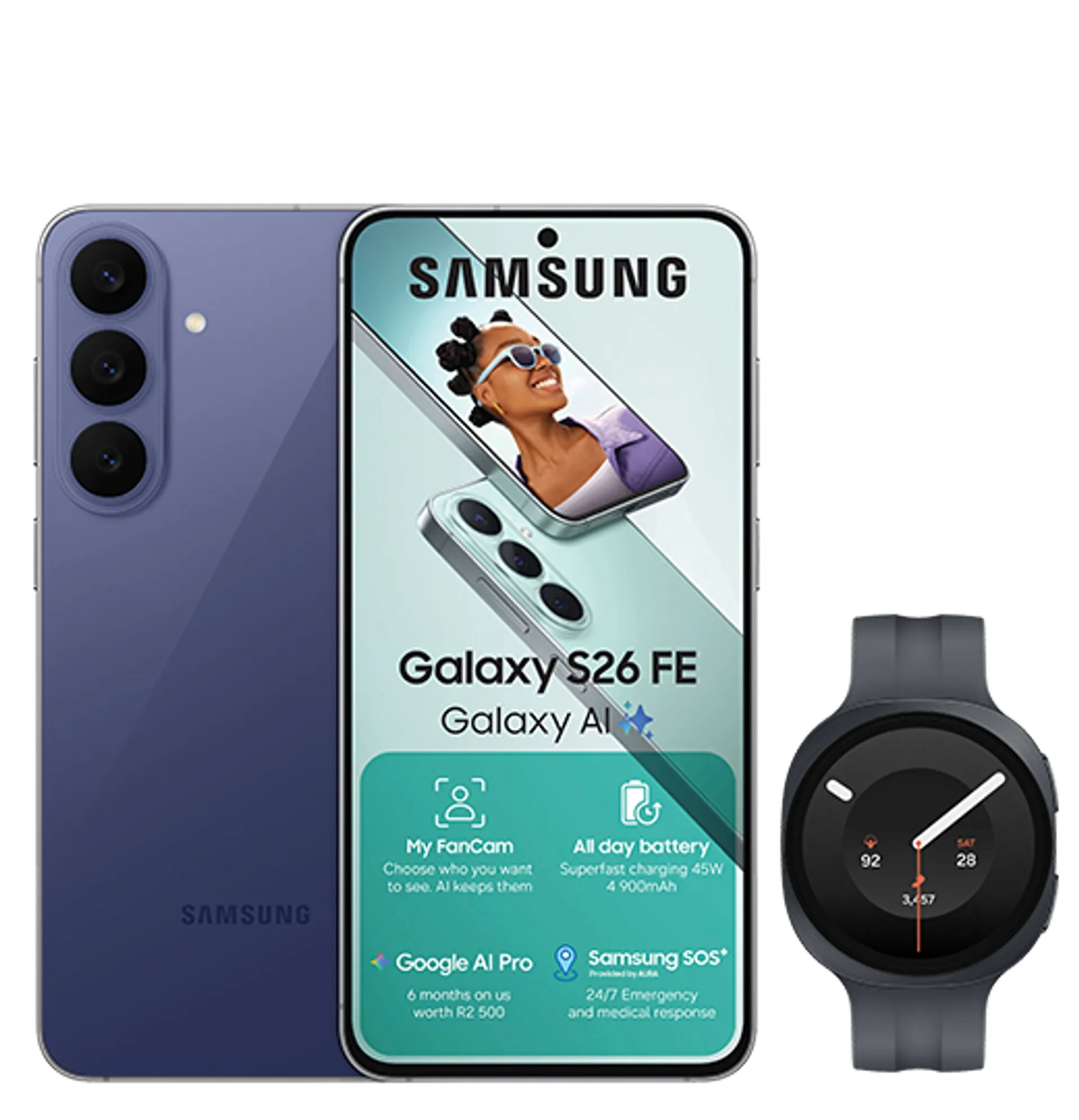 Samsung Galaxy S26 FE Blueberry Samsung Galaxy Watch 9 40MM Black slide