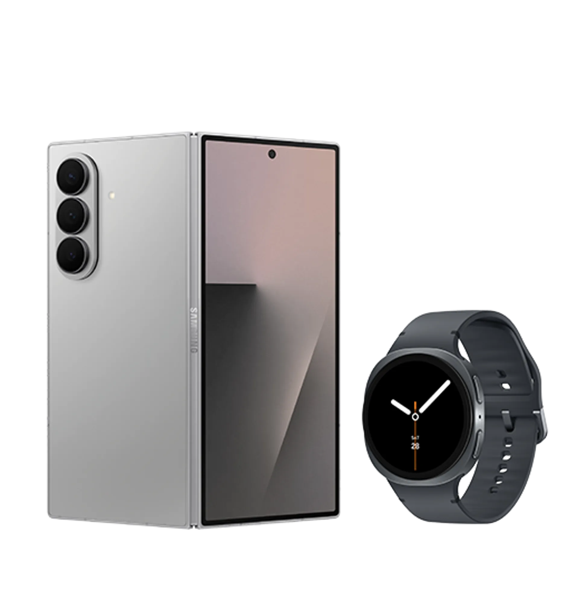 Samsung Galaxy Z Fold 7 Silver Shadow Samsung Galaxy Watch 8 40MM Dark Grey slide