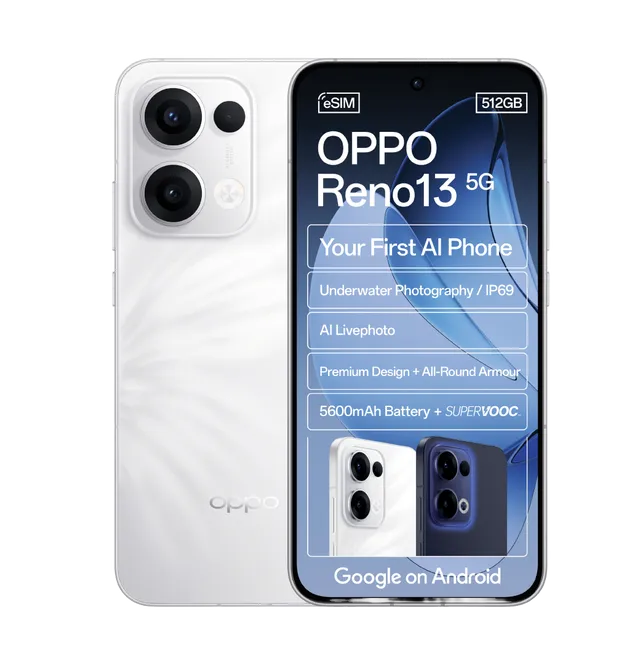oppo reno 13 plume white 5g slide